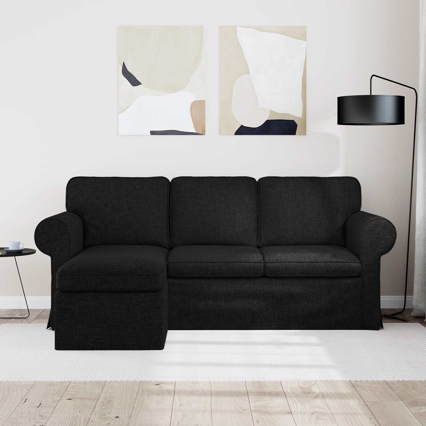 Divano Nero 195 x 138 x 80 cm Tessuto | homemem39