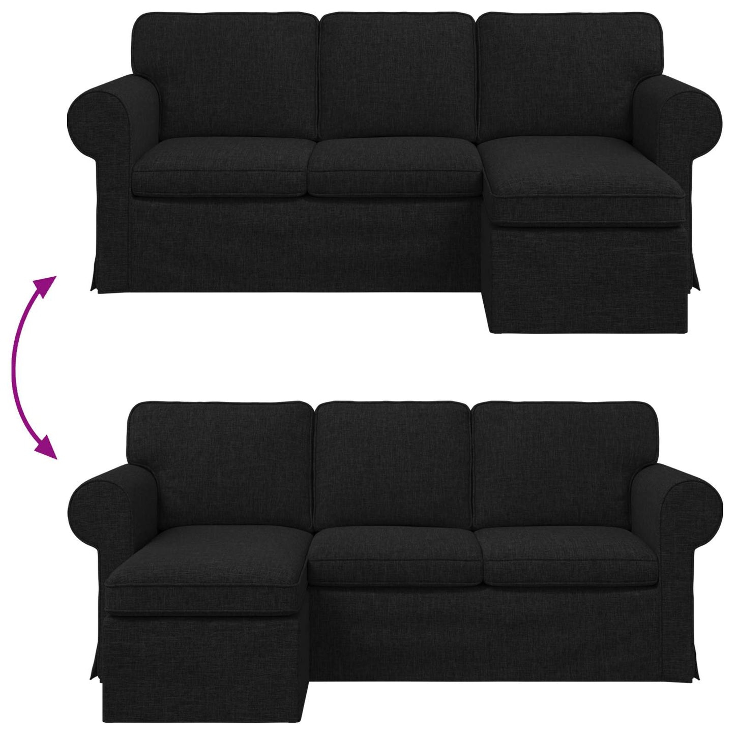Divano Nero 195 x 138 x 80 cm Tessuto | homemem39