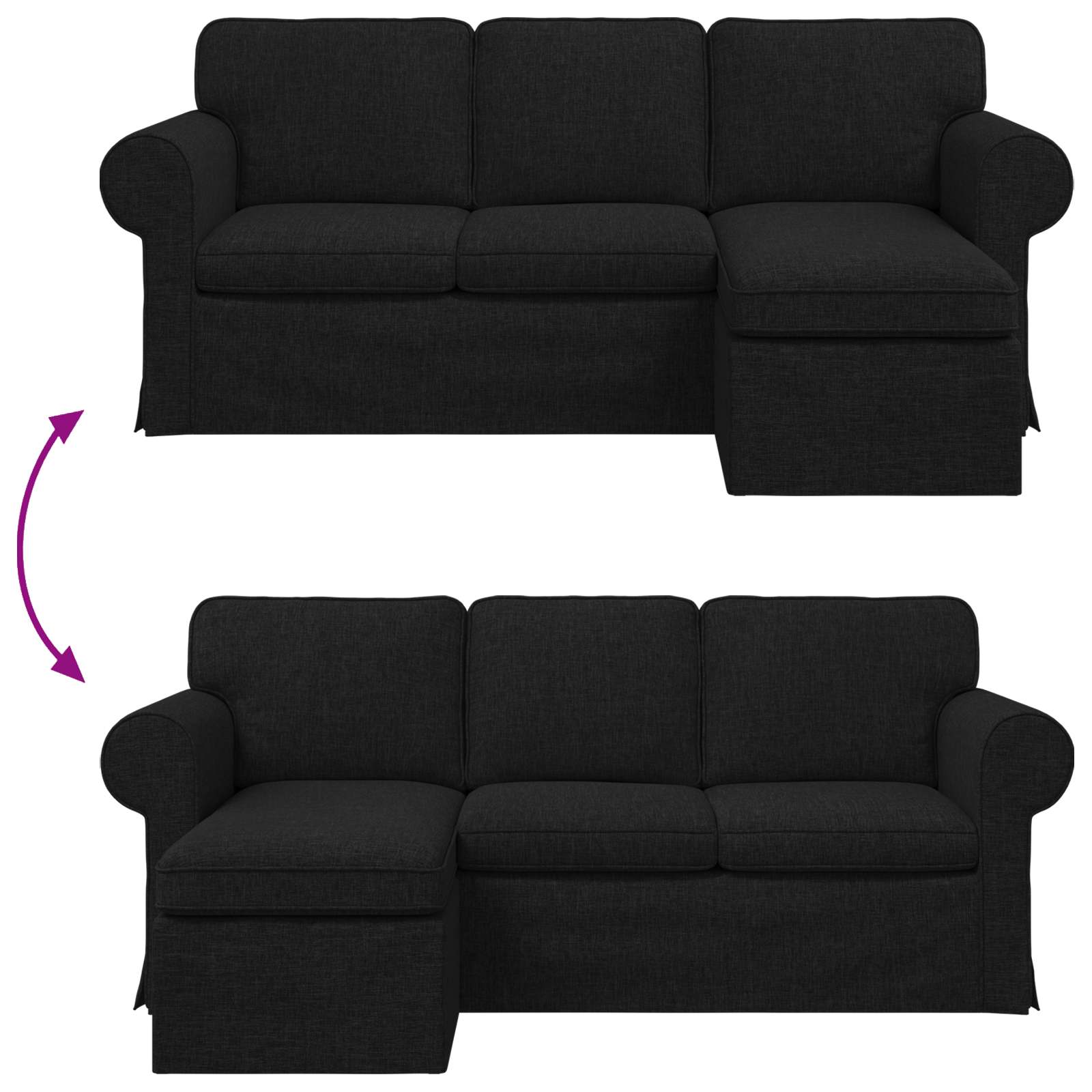 Divano Nero 195 x 138 x 80 cm Tessuto | homemem39