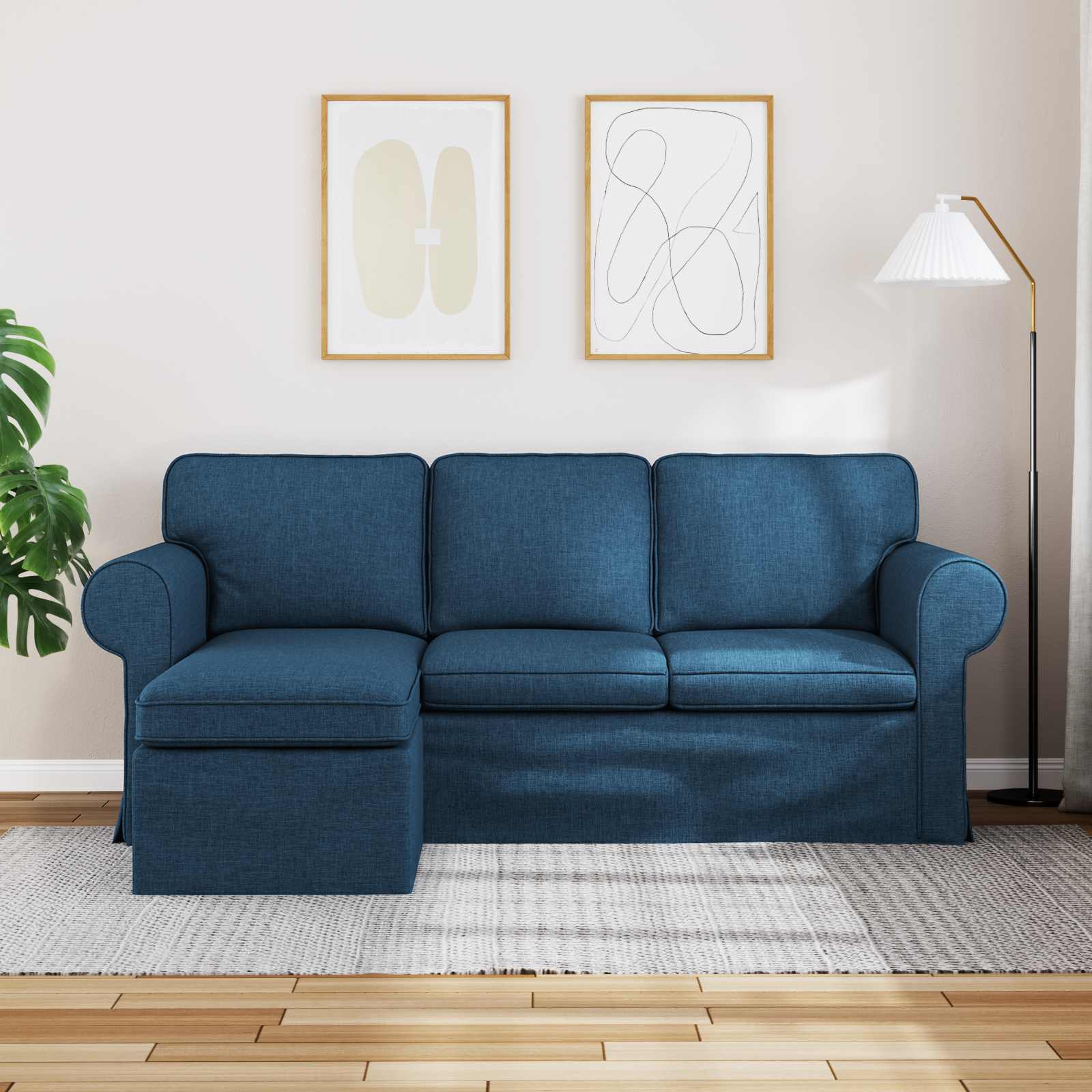 Divano Blu 195 x 138 x 80 cm Tessuto | homemem39