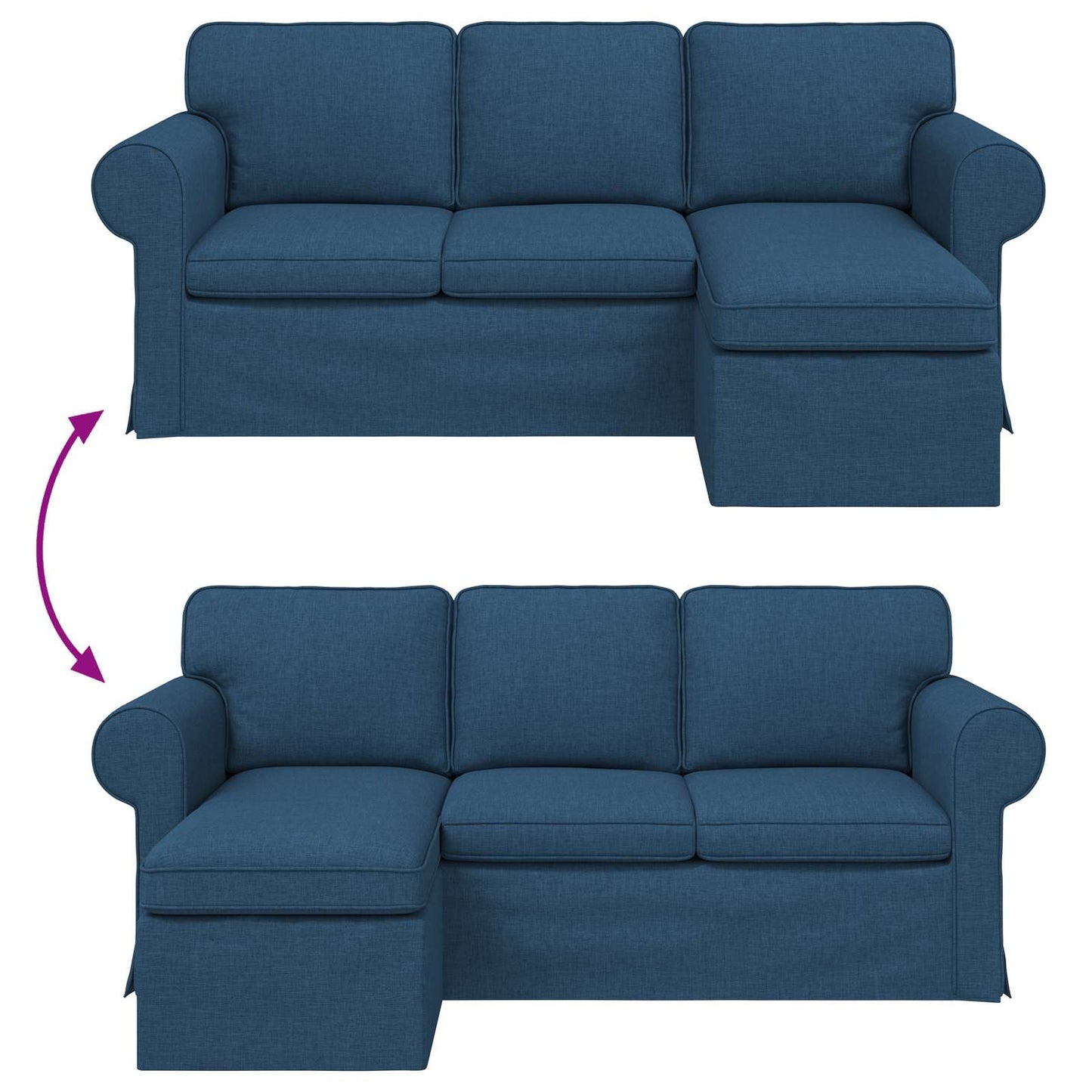 Divano Blu 195 x 138 x 80 cm Tessuto | homemem39