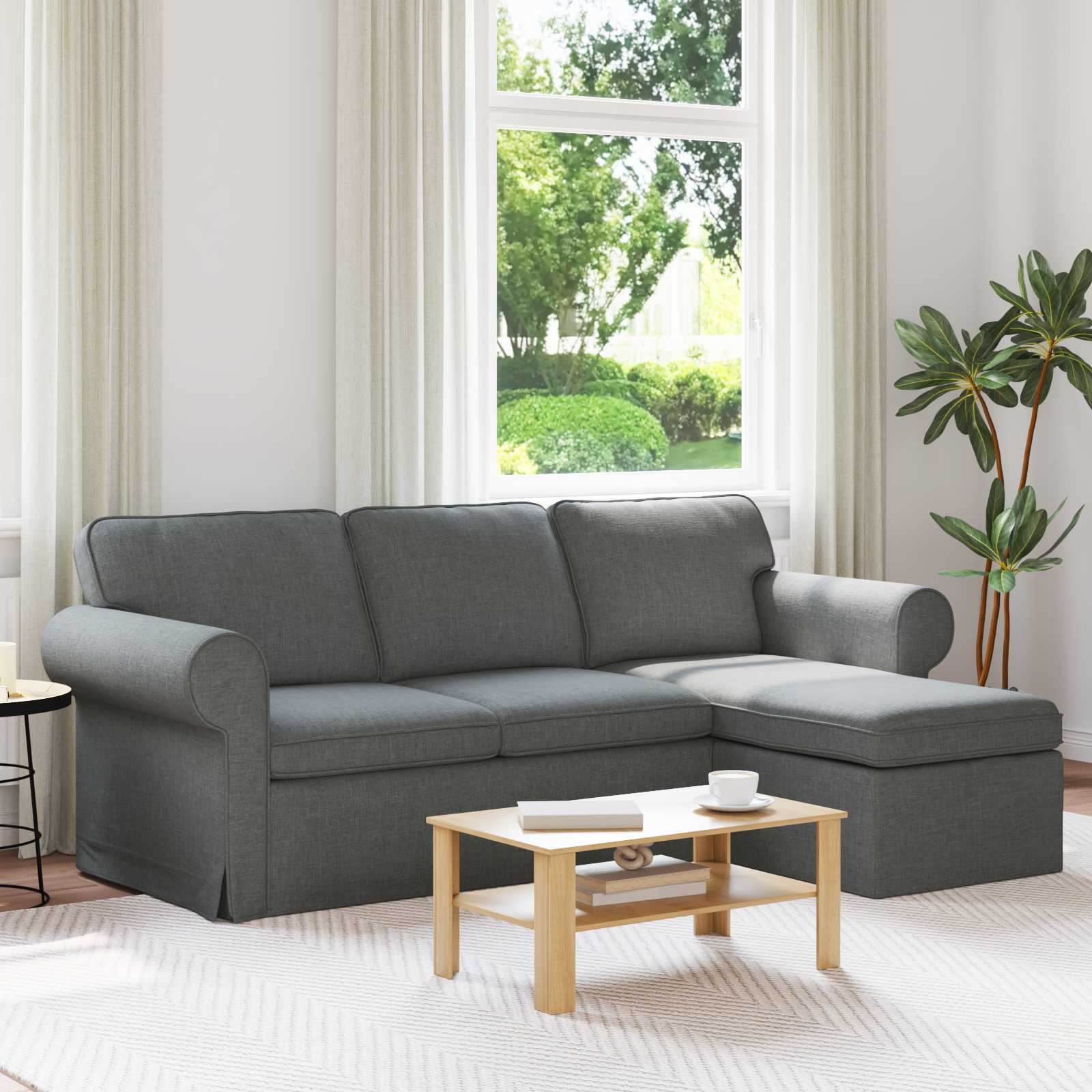 Divano Grigio scuro 215 x 138 x 80 cm Tessuto | homemem39