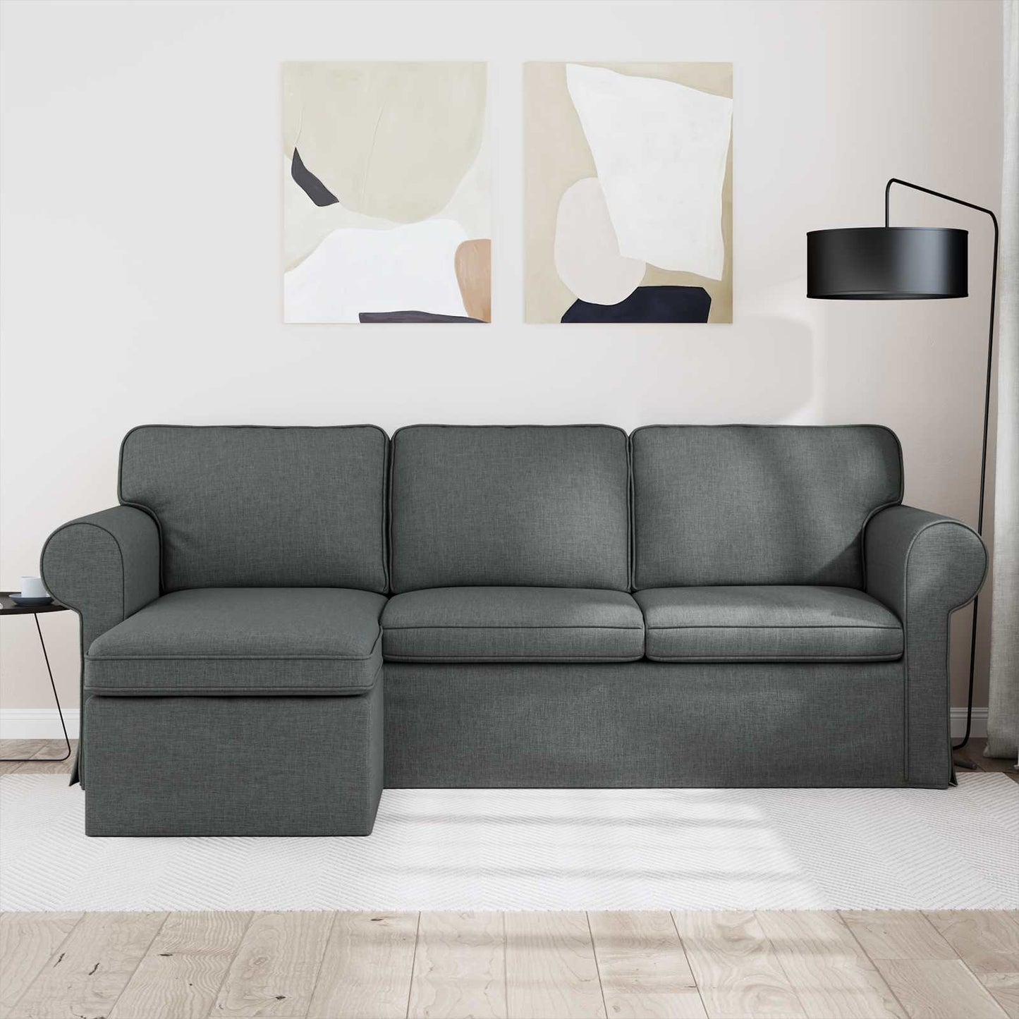 Divano Grigio scuro 215 x 138 x 80 cm Tessuto | homemem39