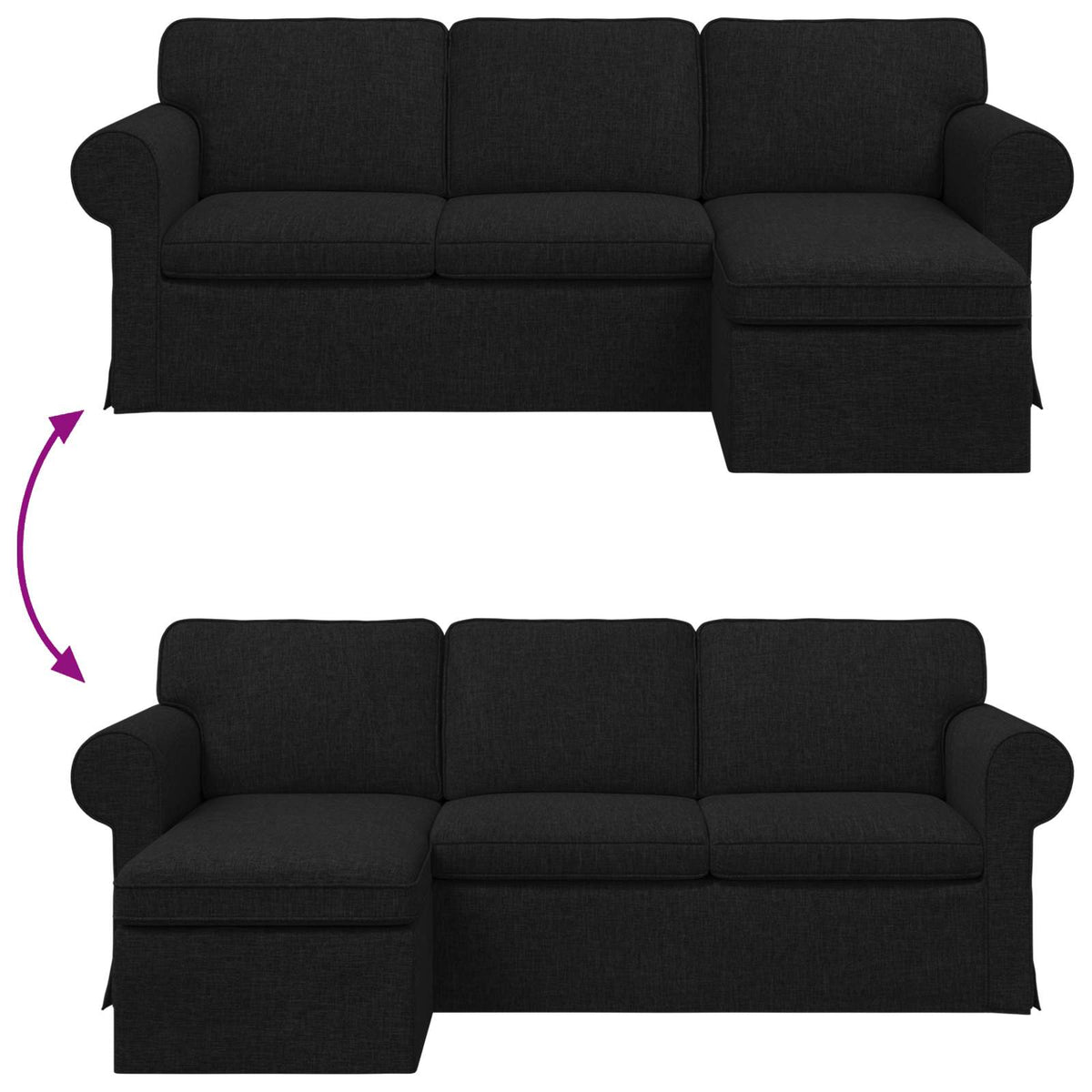 Divano Nero 215 x 138 x 80 cm Tessuto | homemem39