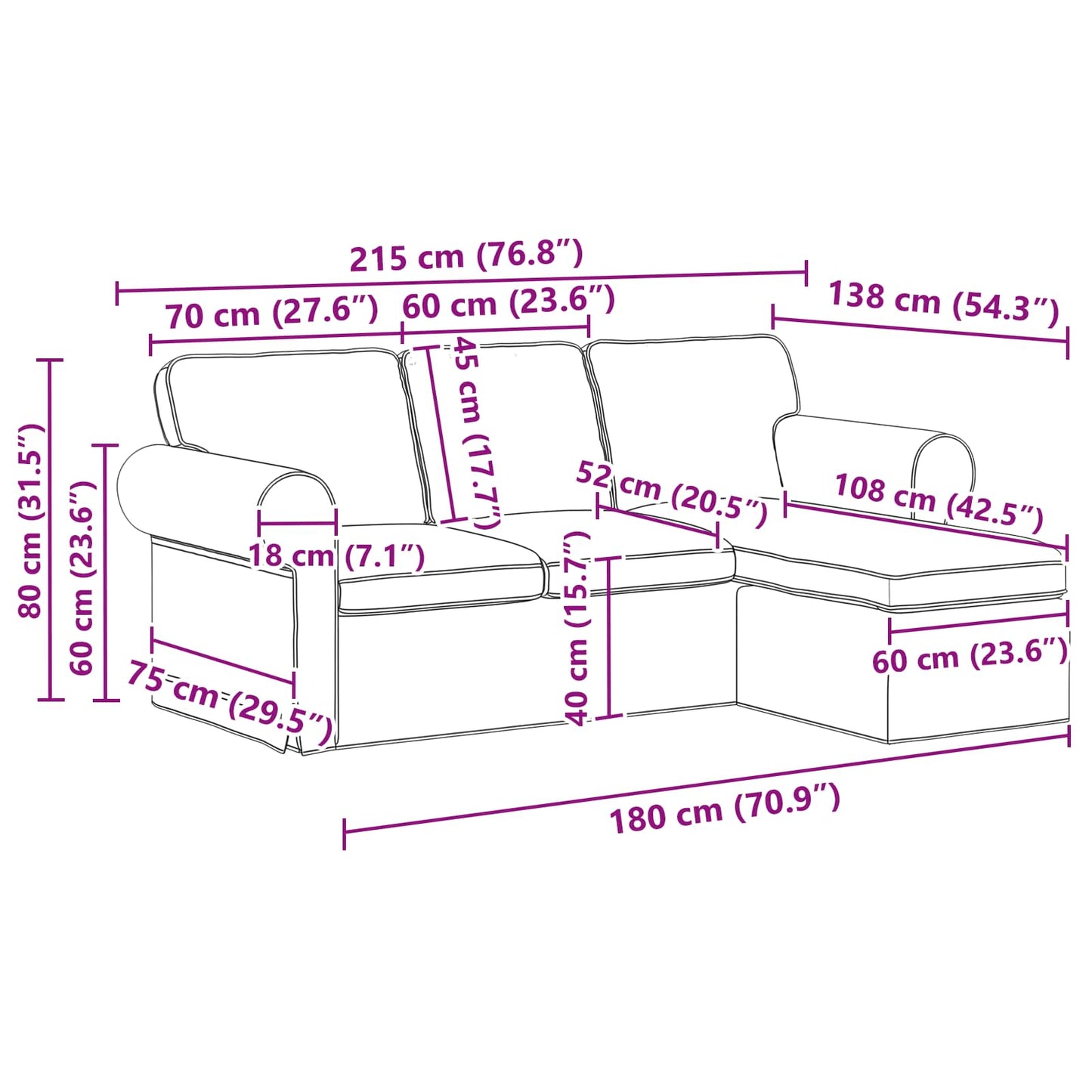 Divano Verde Scuro 215 x 138 x 80 cm Tessuto | homemem39