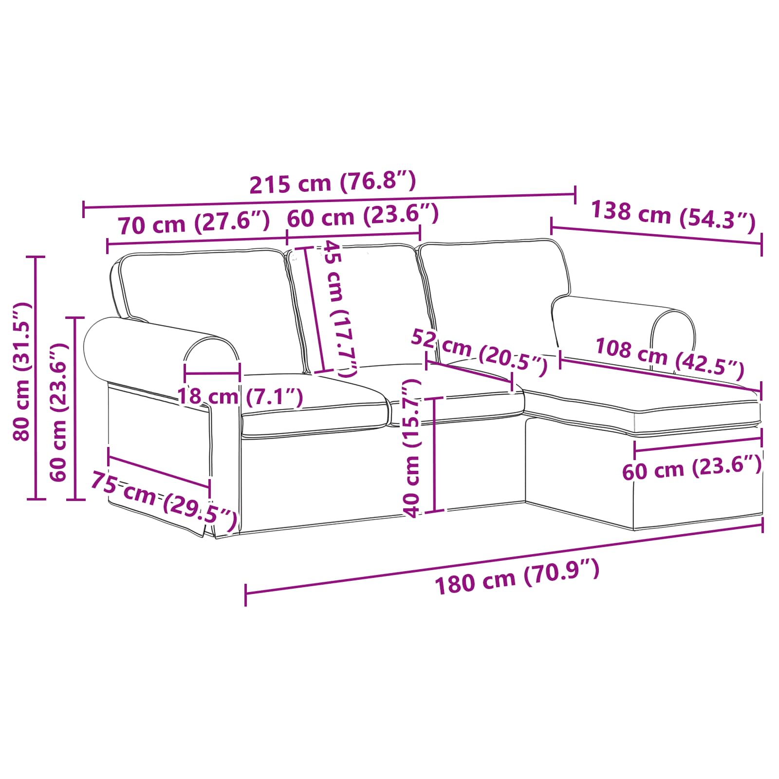 Divano Verde Scuro 215 x 138 x 80 cm Tessuto | homemem39