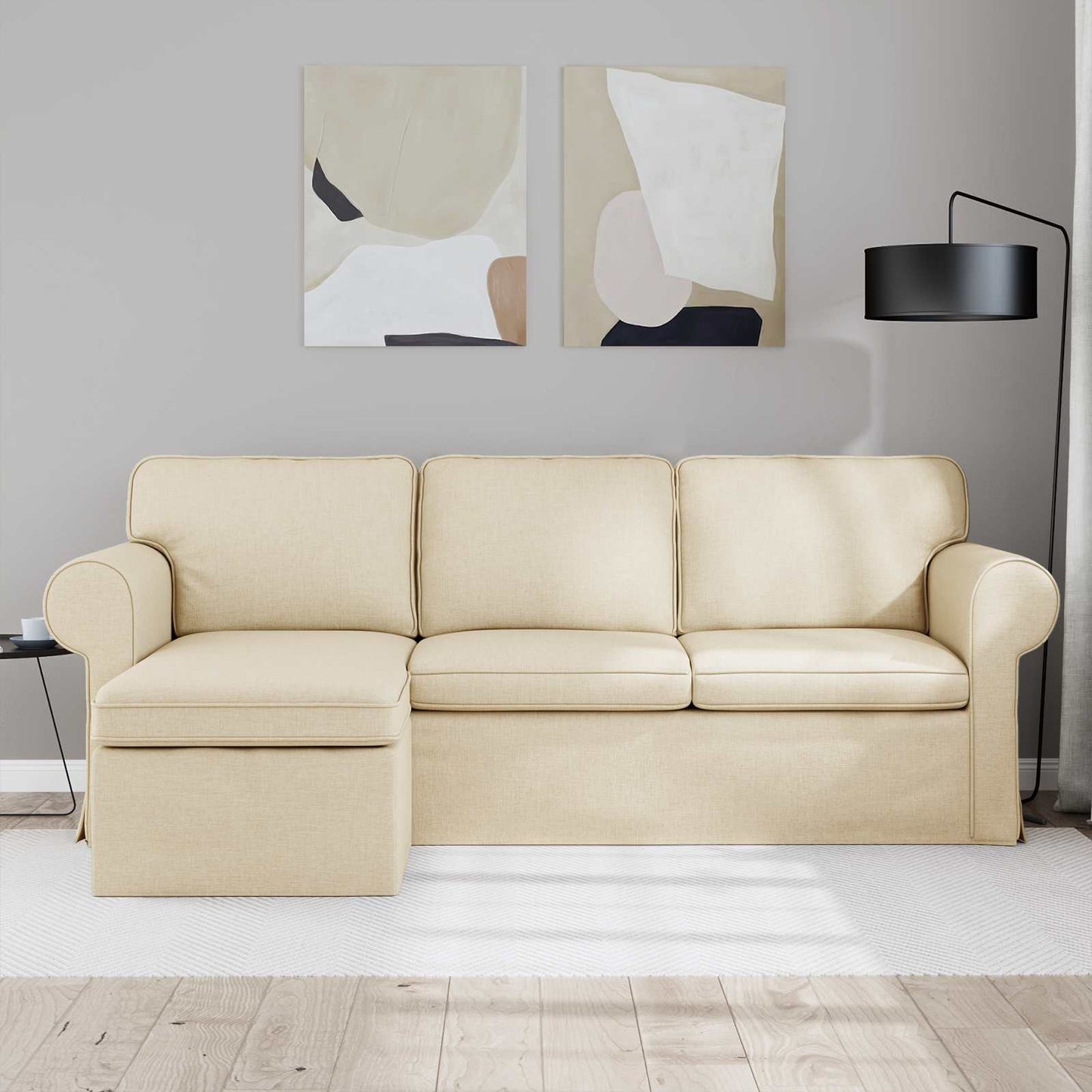 Divano Crema 215 x 138 x 80 cm Tessuto | homemem39