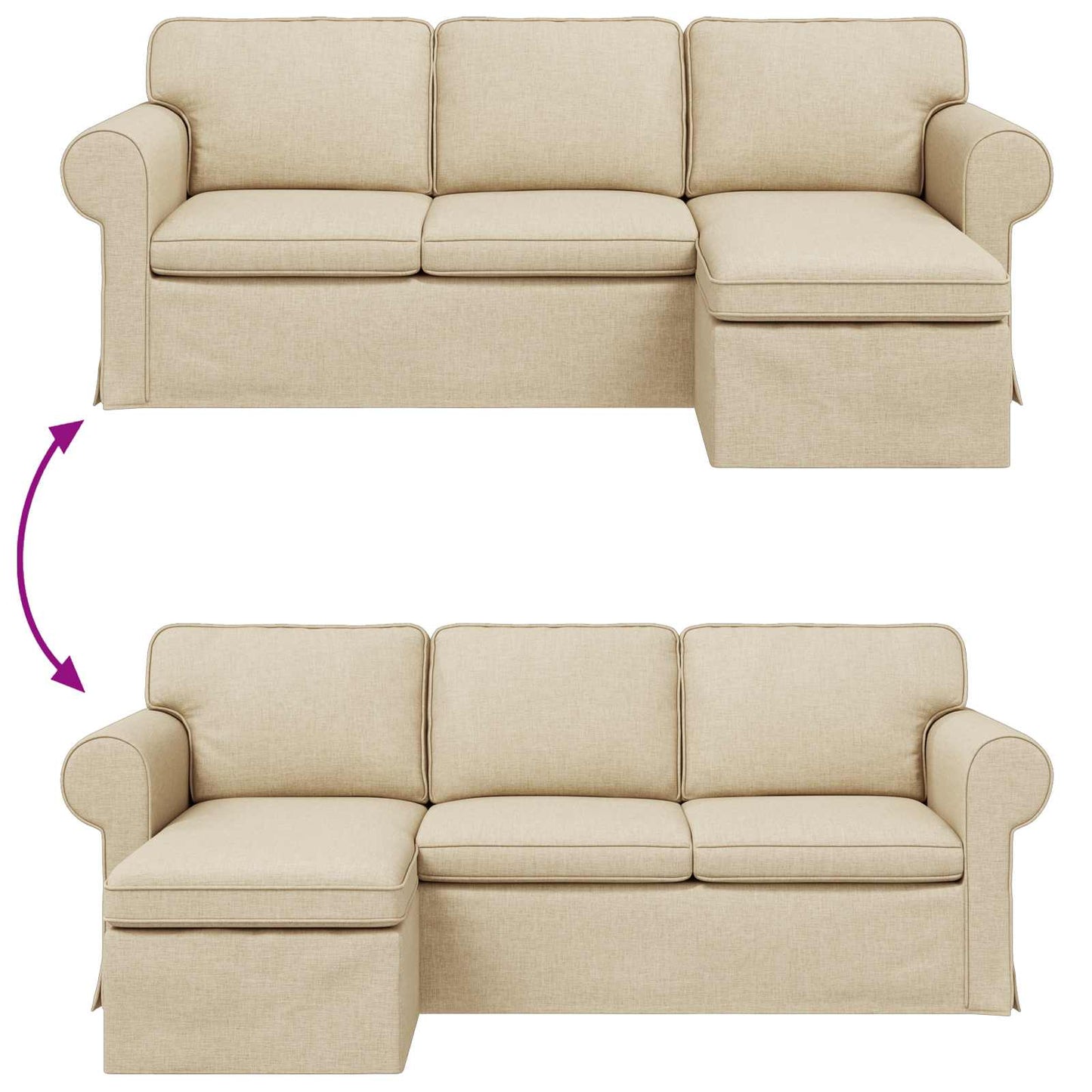 Divano Crema 215 x 138 x 80 cm Tessuto | homemem39