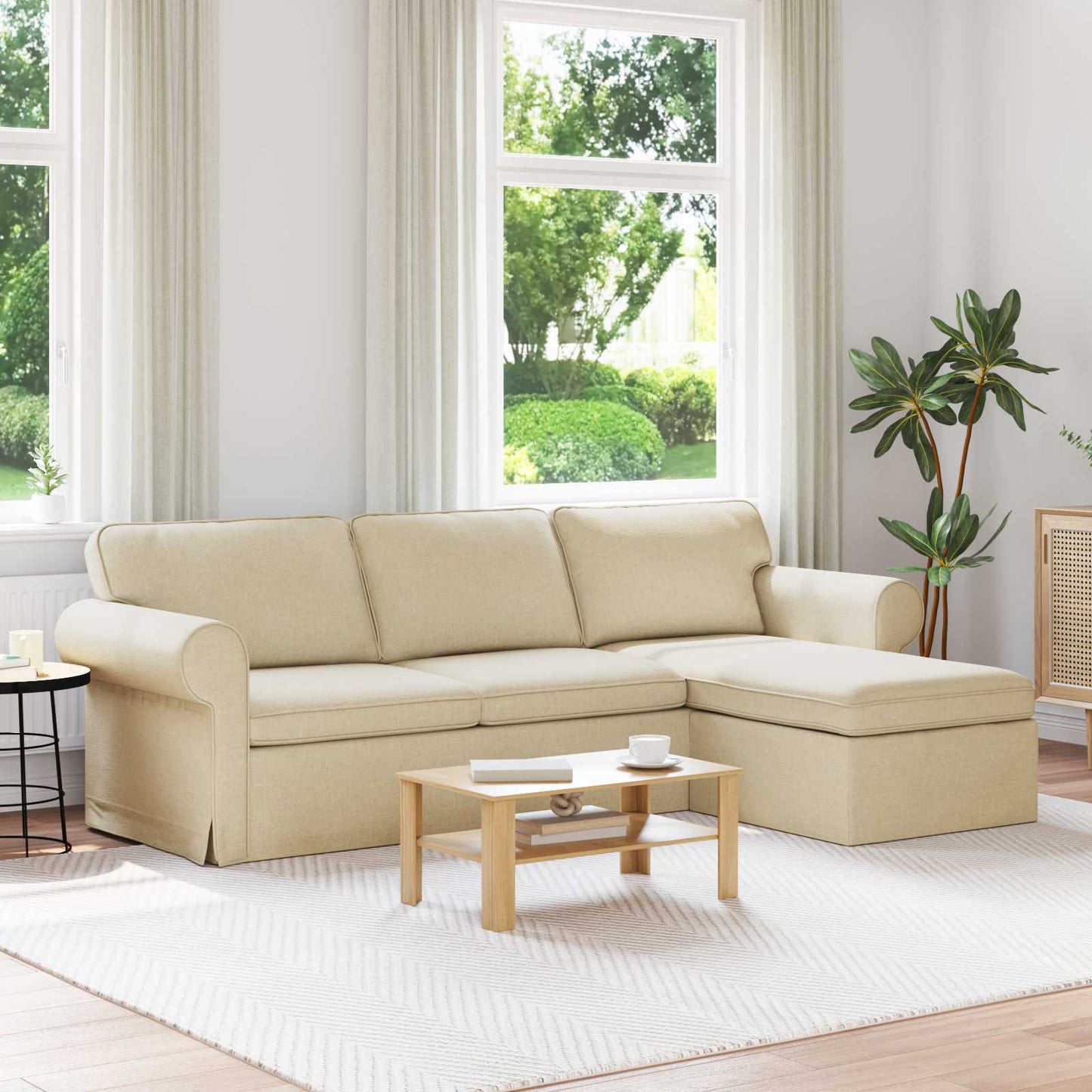 Divano Crema 245 x 138 x 80 cm Tessuto