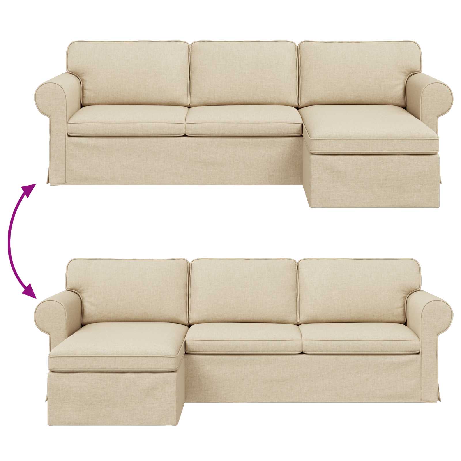 Divano Crema 245 x 138 x 80 cm Tessuto | homemem39