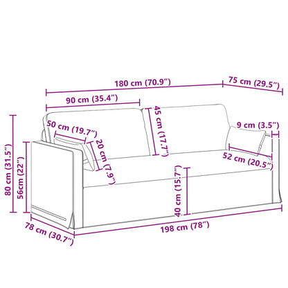 Divano Crema 198 x 78 x 80 cm Tessuto | homemem39