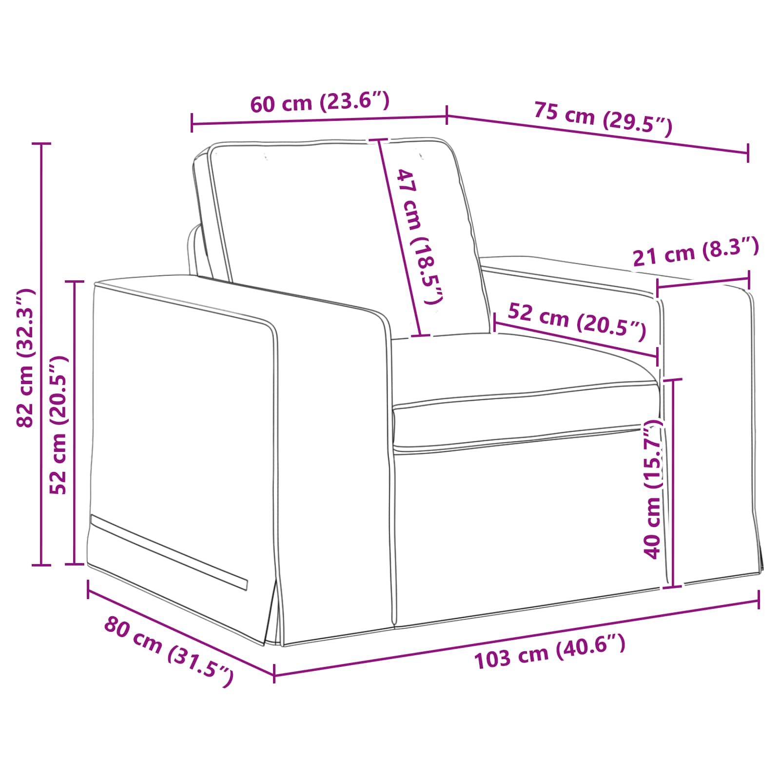 Divano Grigio scuro 103 x 80 x 82 cm Tessuto | homemem39