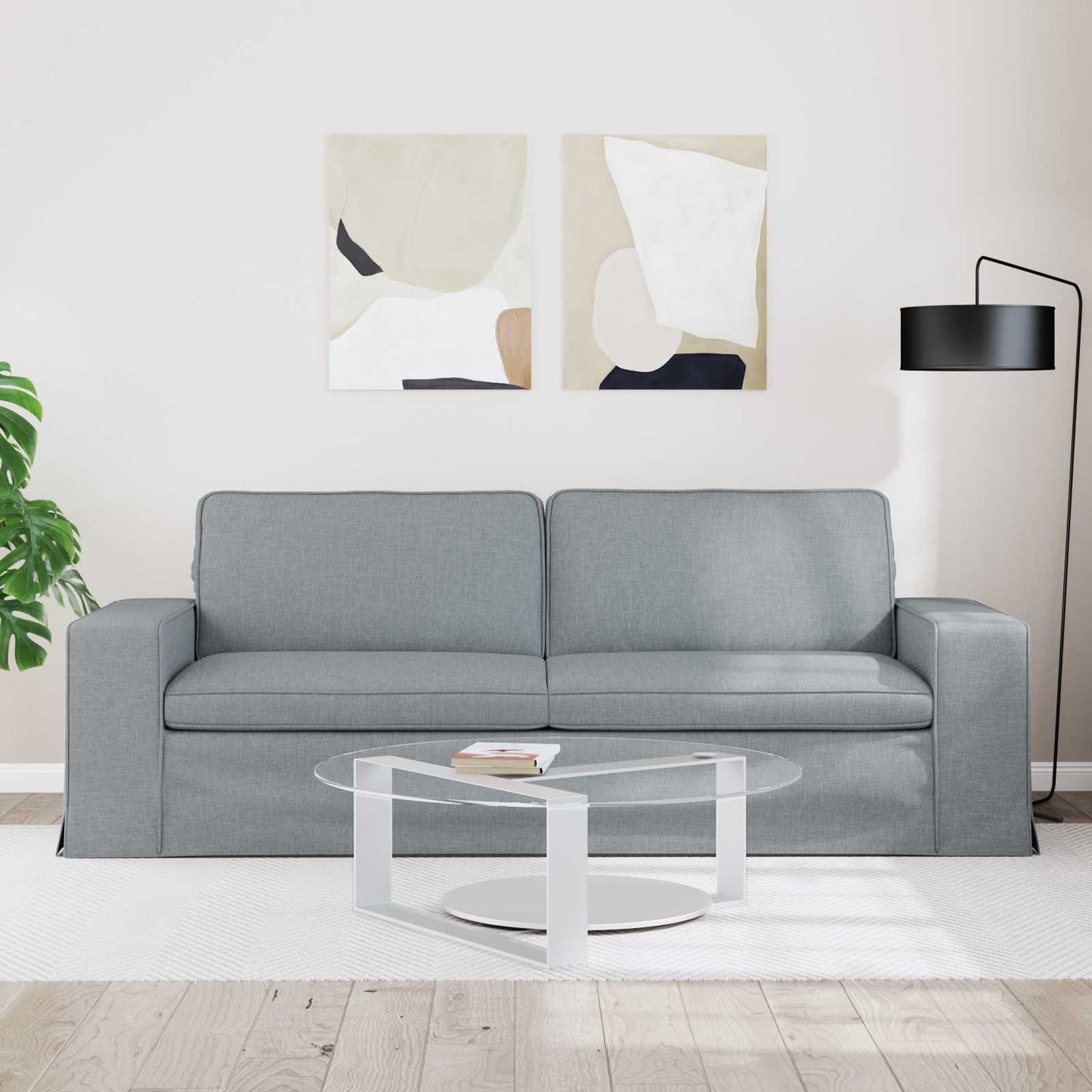 Divano Grigio chiaro 222 x 80 x 82 cm Tessuto