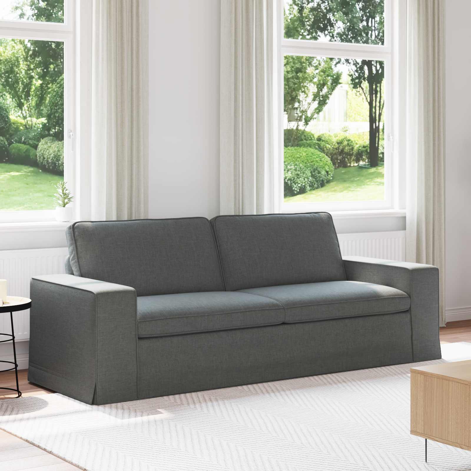Divano Grigio scuro 222 x 80 x 82 cm Tessuto | homemem39