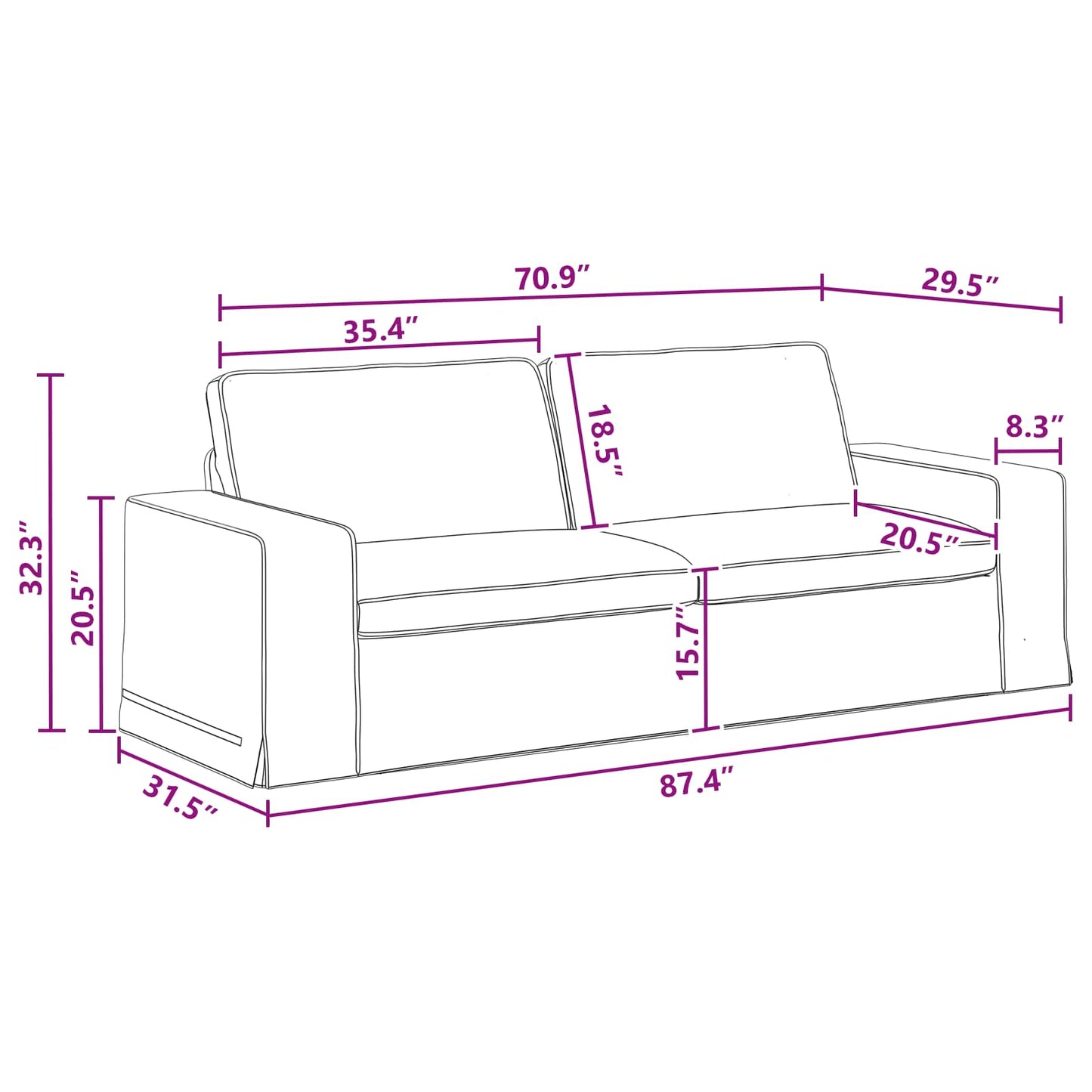 Divano Grigio scuro 222 x 80 x 82 cm Tessuto | homemem39
