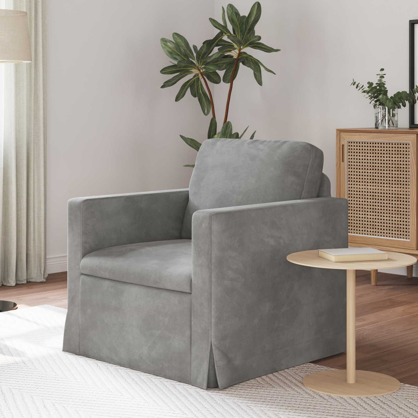 Divano Grigio chiaro 78 x 78 x 80 cm Velluto