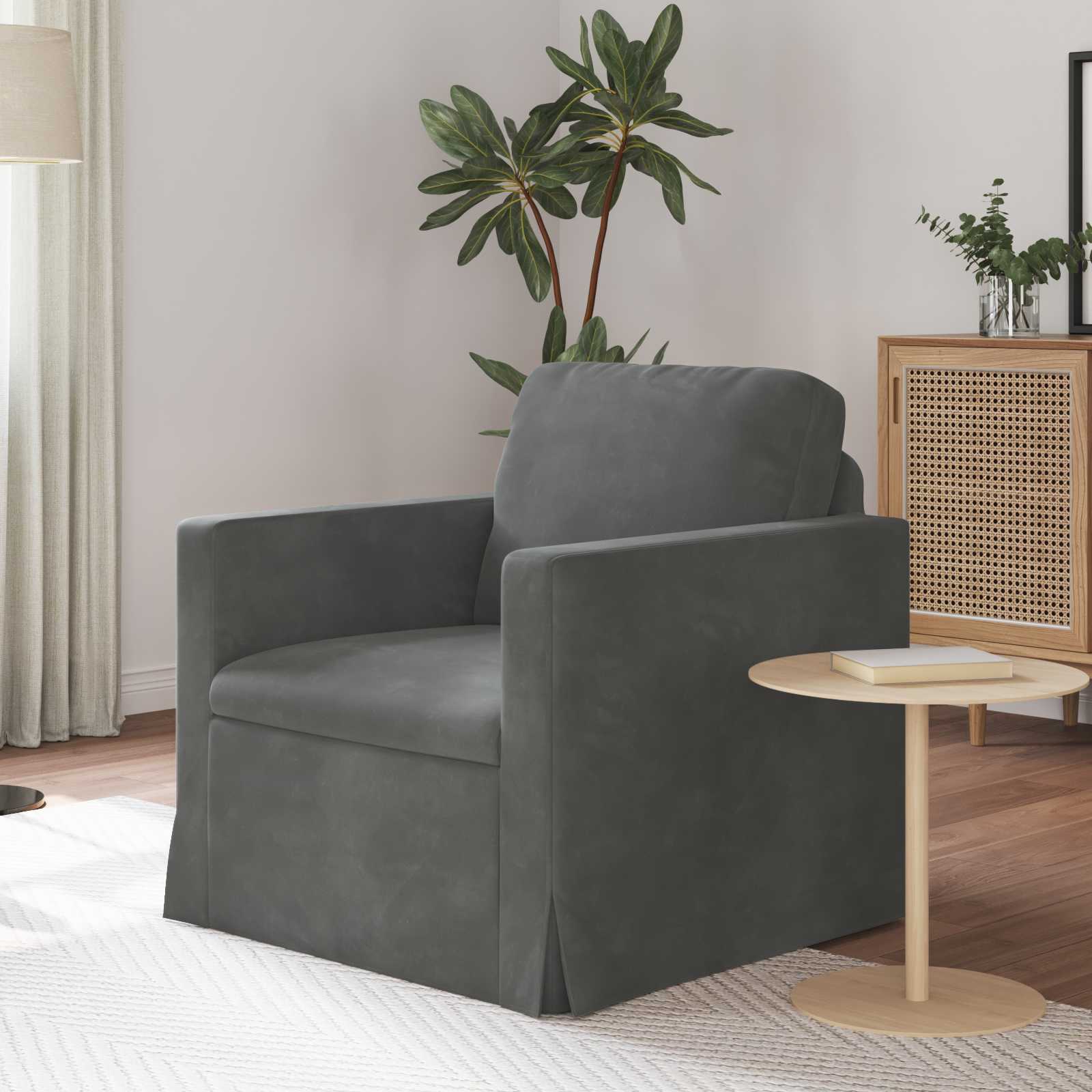 Divano Grigio scuro 78 x 78 x 80 cm Velluto | homemem39
