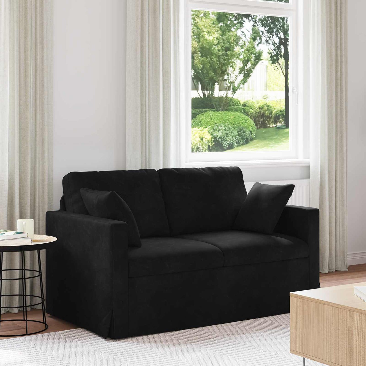 Divano Nero 138 x 78 x 80 cm Velluto | homemem39