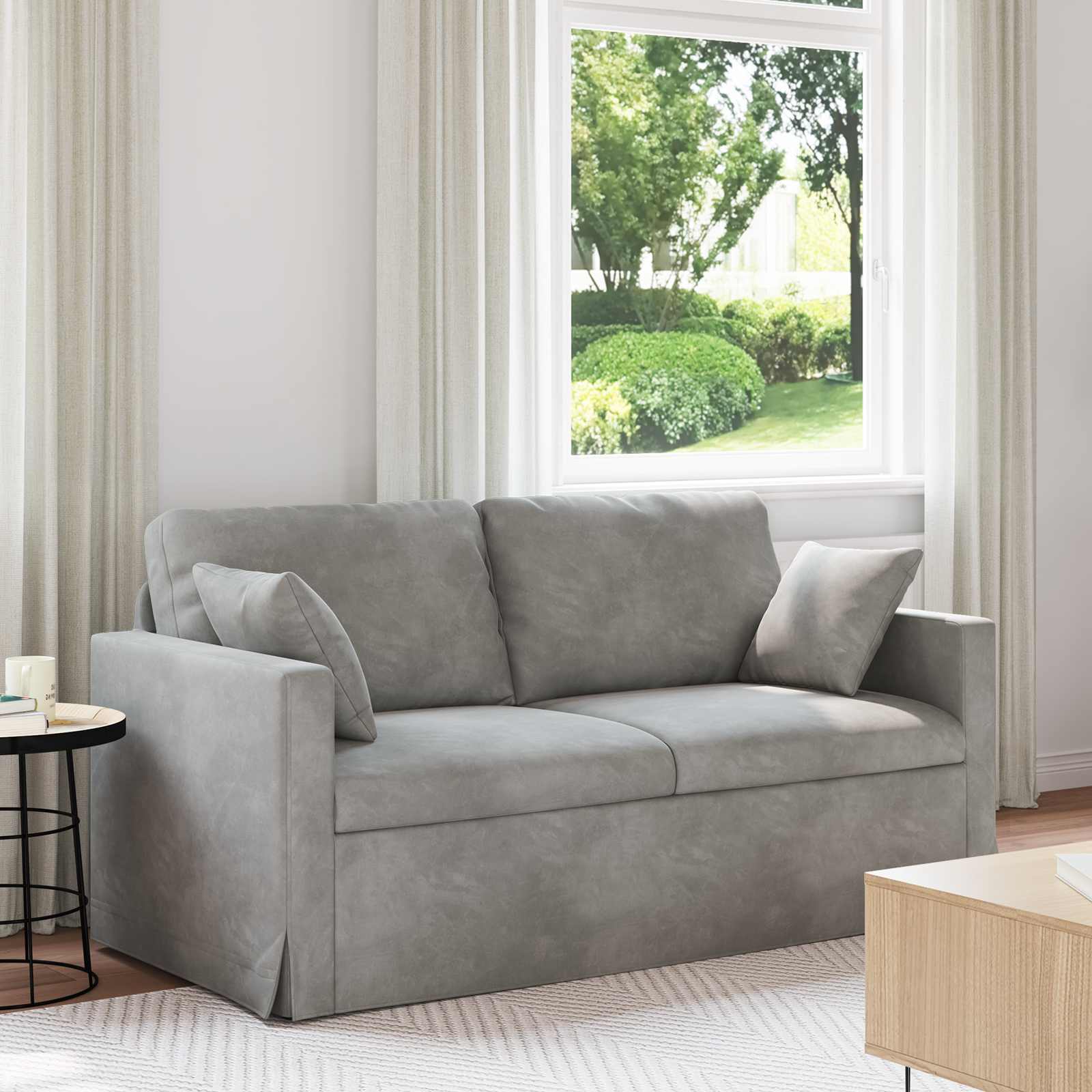 Divano Grigio chiaro 158 x 78 x 80 cm Velluto | homemem39