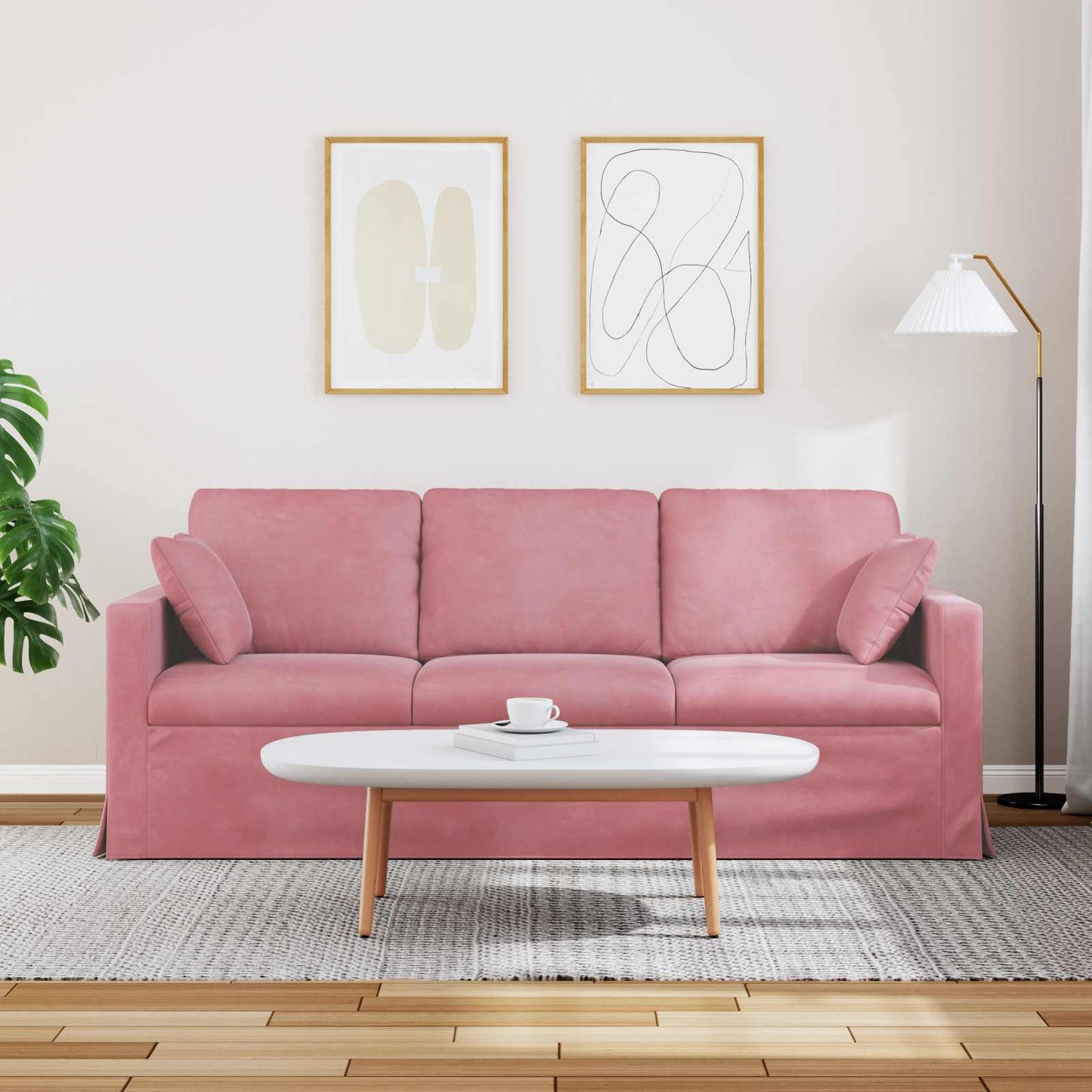 Divano Rosa 198 x 78 x 80 cm Velluto