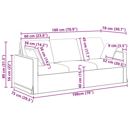 Divano Rosso Vino 198 x 78 x 80 cm Velluto | homemem39