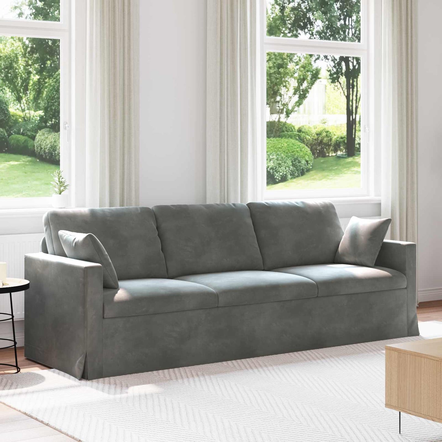 Divano Grigio scuro 228 x 78 x 80 cm Velluto