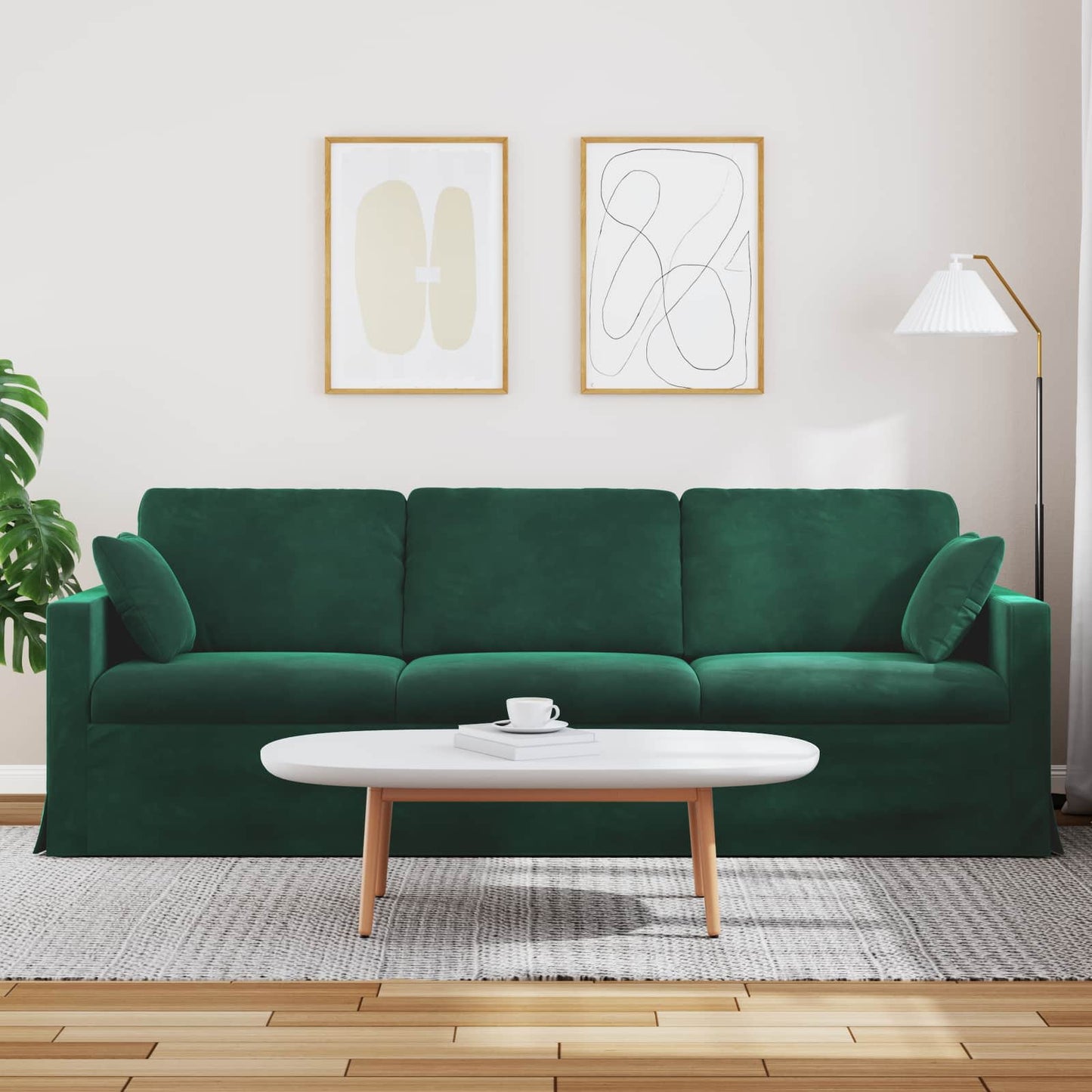 Divano Verde Scuro 228 x 78 x 80 cm Velluto