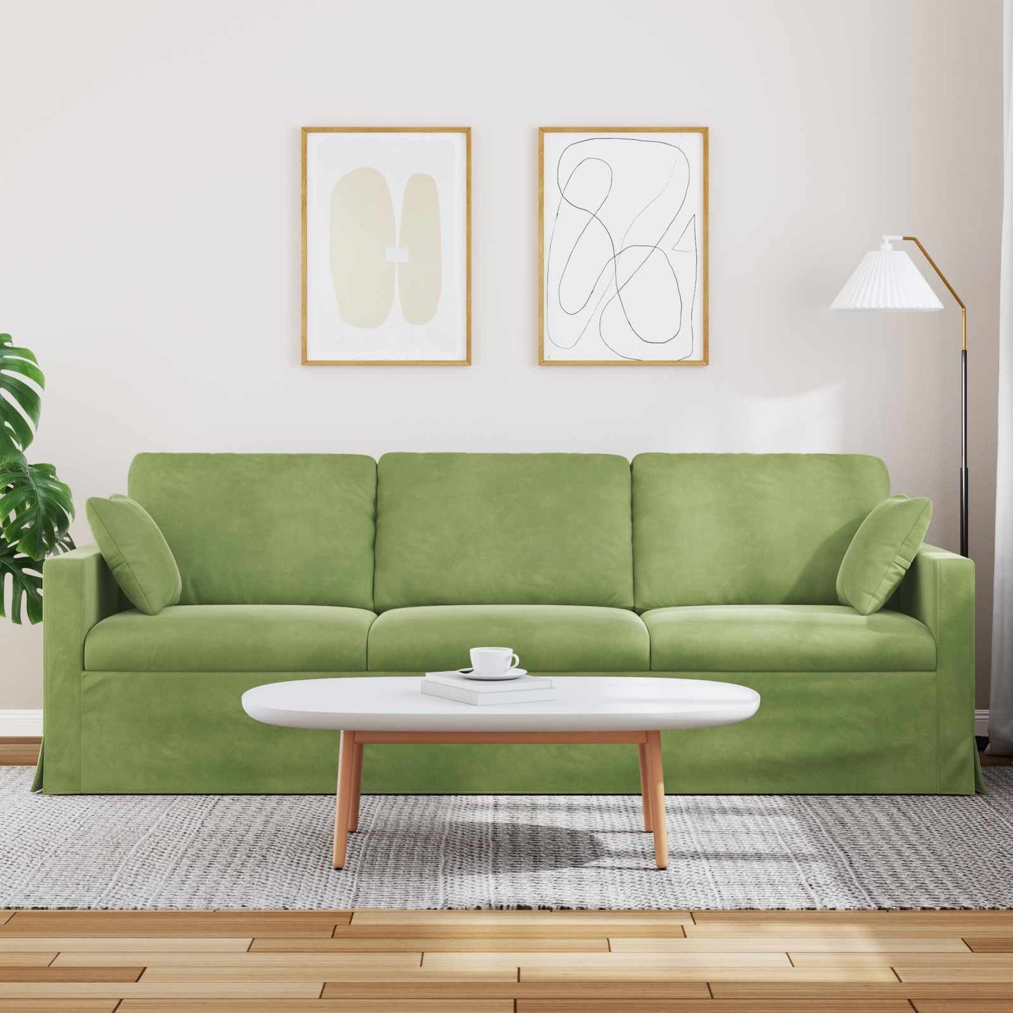 Divano Verde chiaro 228 x 78 x 80 cm Velluto