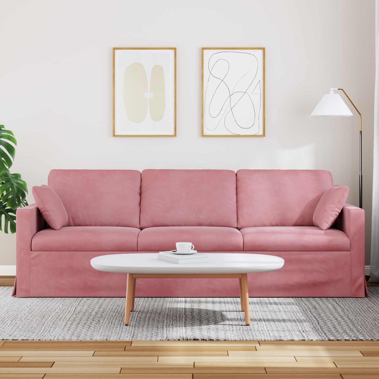 Divano Rosa 228 x 78 x 80 cm Velluto | homemem39