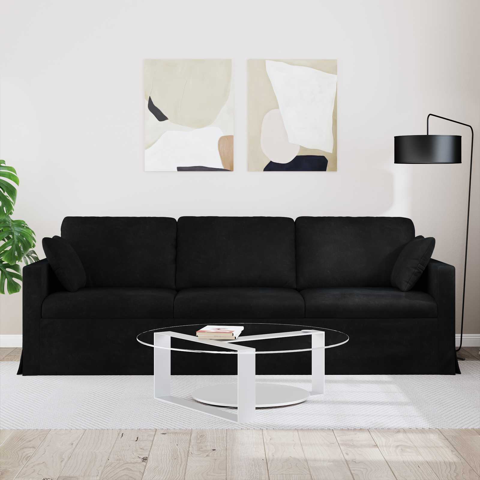 Divano Nero 228 x 78 x 80 cm Velluto | homemem39