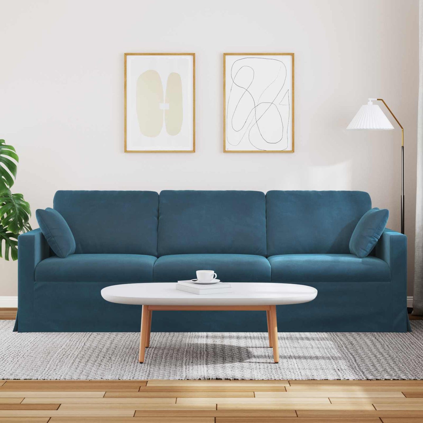 Divano Blu 228 x 78 x 80 cm Velluto | homemem39