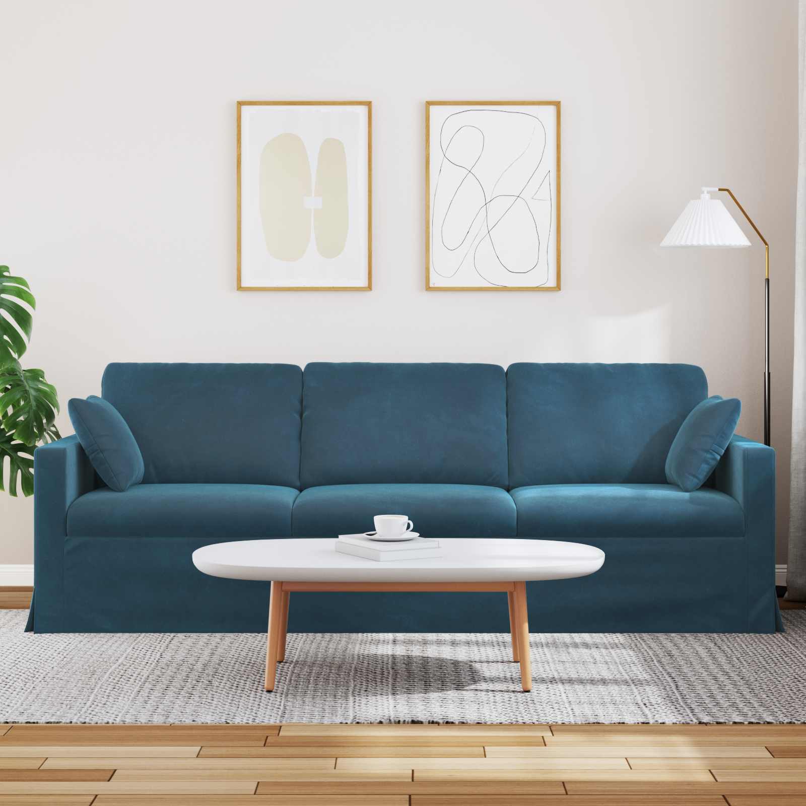Divano Blu 228 x 78 x 80 cm Velluto | homemem39