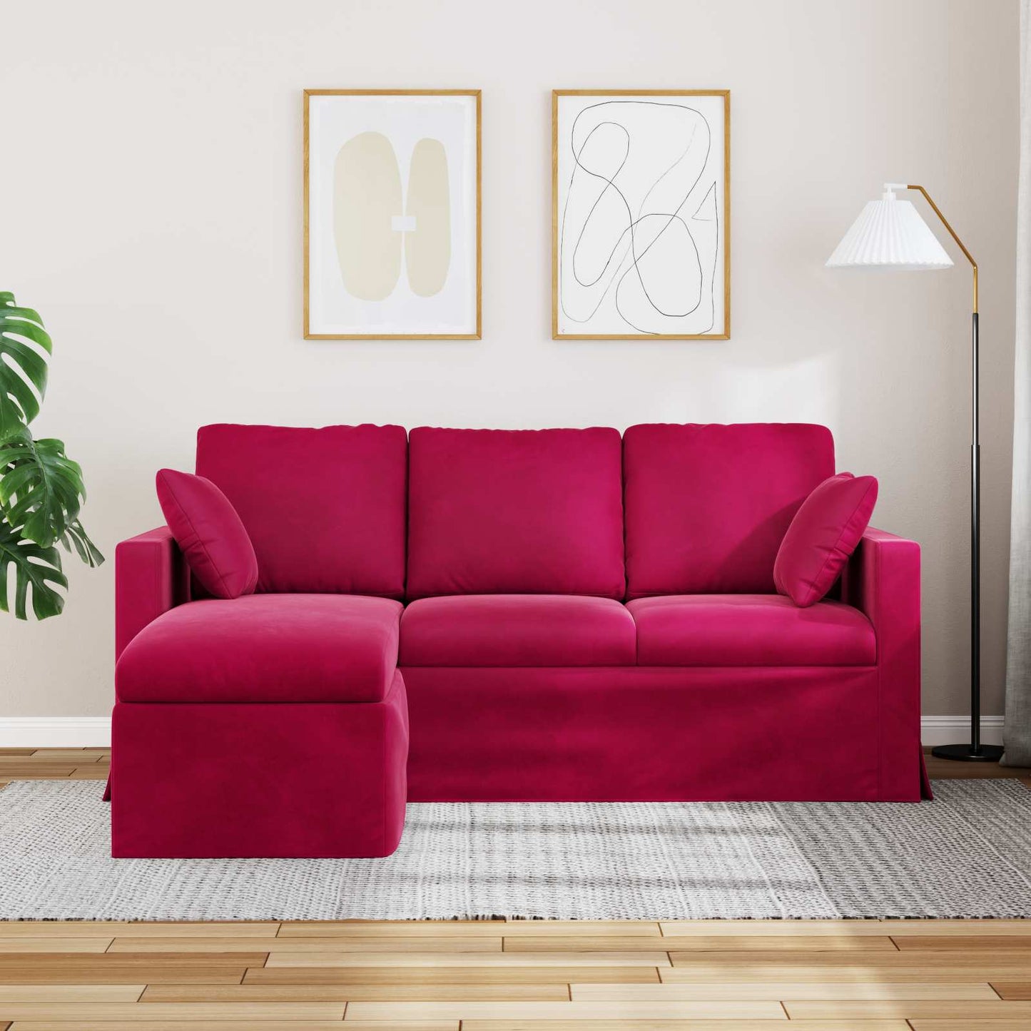 Divano Rosso Vino 178 x 134 x 80 cm Velluto