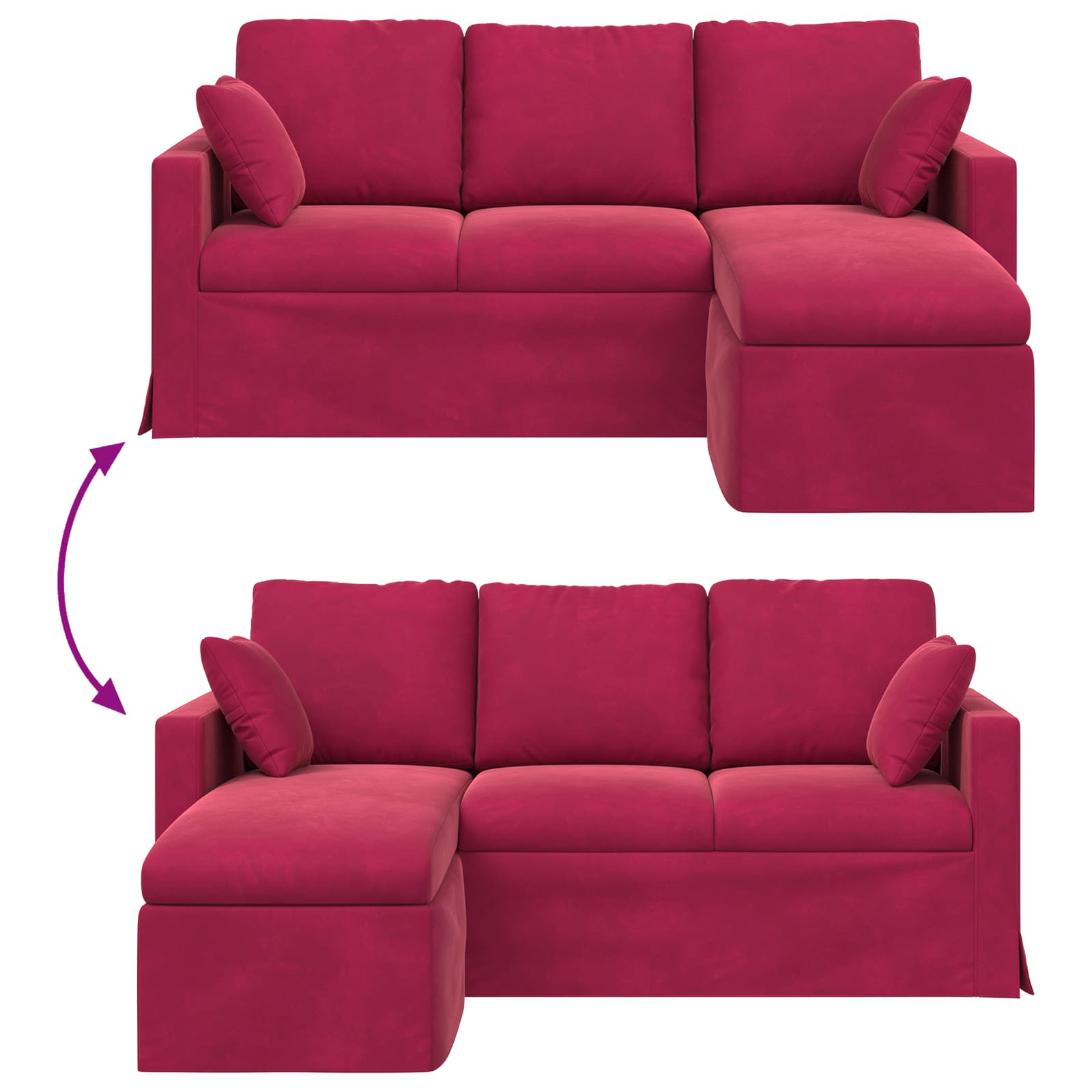 Divano Rosso Vino 178 x 134 x 80 cm Velluto | homemem39