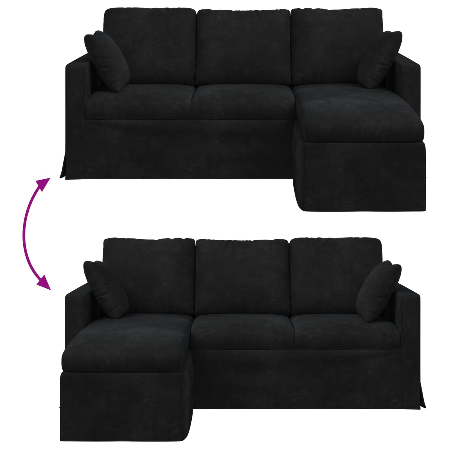 Divano Nero 178 x 134 x 80 cm Velluto | homemem39