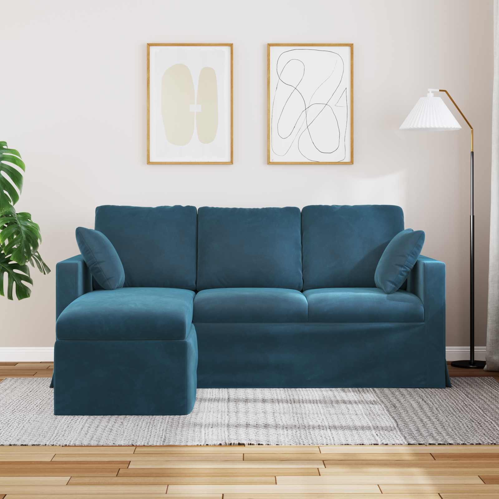 Divano Blu 178 x 134 x 80 cm Velluto | homemem39