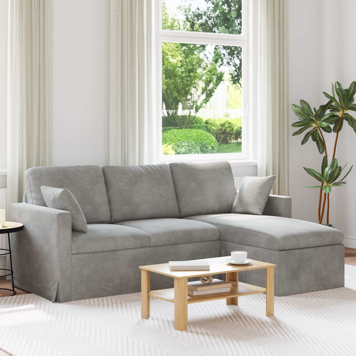 Divano Grigio chiaro 198 x 134 x 80 cm Velluto