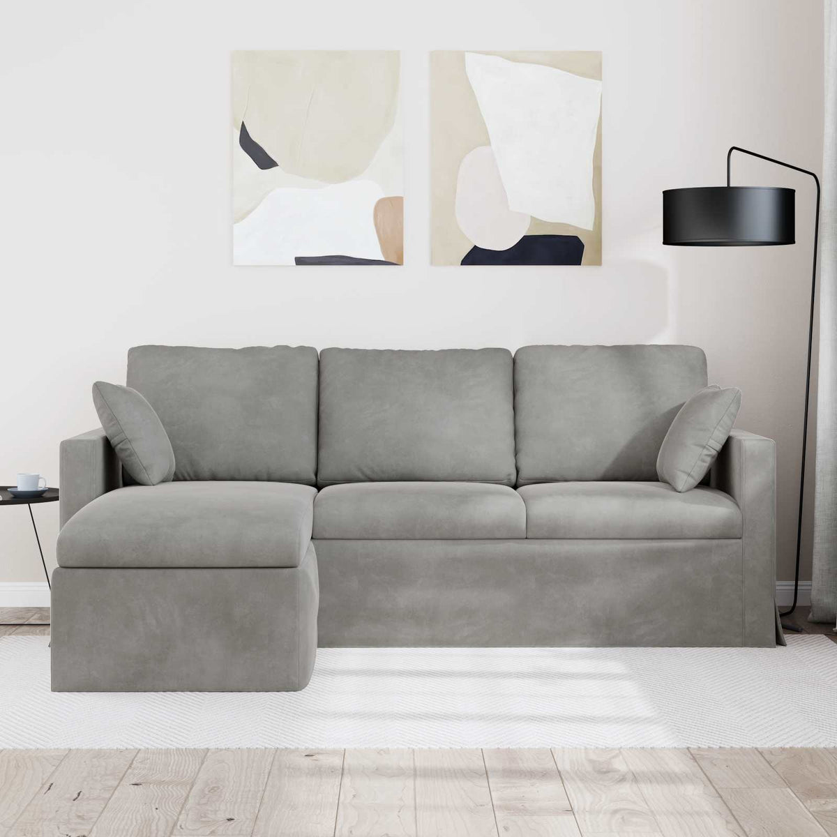 Divano Grigio chiaro 198 x 134 x 80 cm Velluto | homemem39
