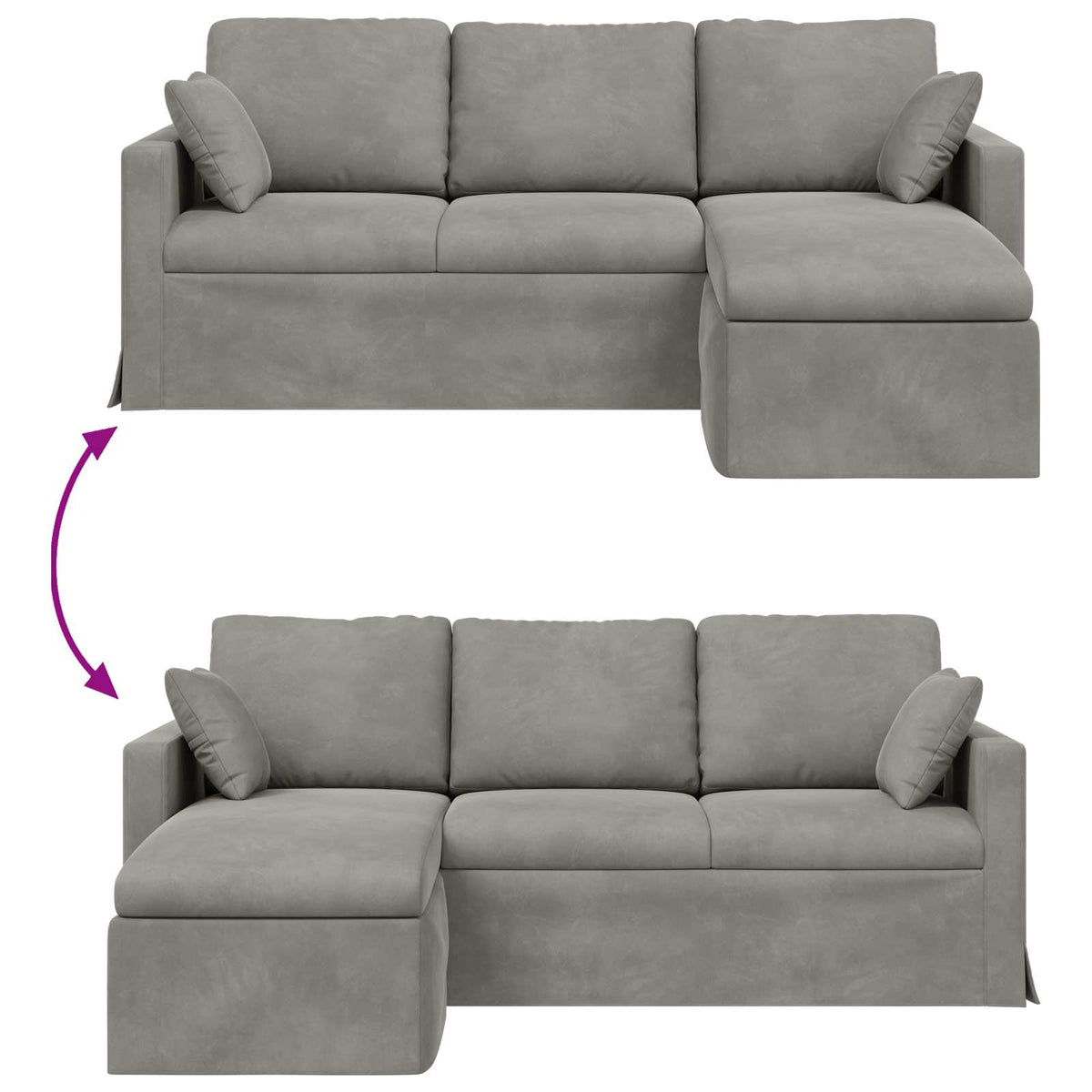 Divano Grigio chiaro 198 x 134 x 80 cm Velluto | homemem39