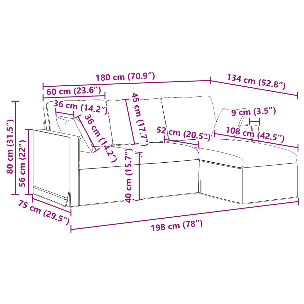 Divano Grigio chiaro 198 x 134 x 80 cm Velluto | homemem39