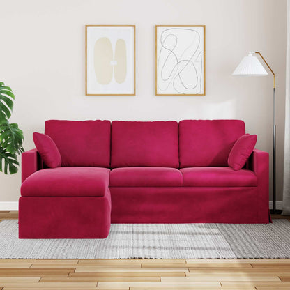 Divano Rosso Vino 198 x 134 x 80 cm Velluto