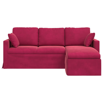 Divano Rosso Vino 198 x 134 x 80 cm Velluto