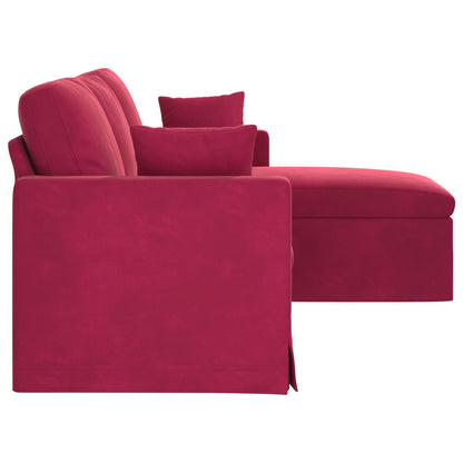Divano Rosso Vino 198 x 134 x 80 cm Velluto