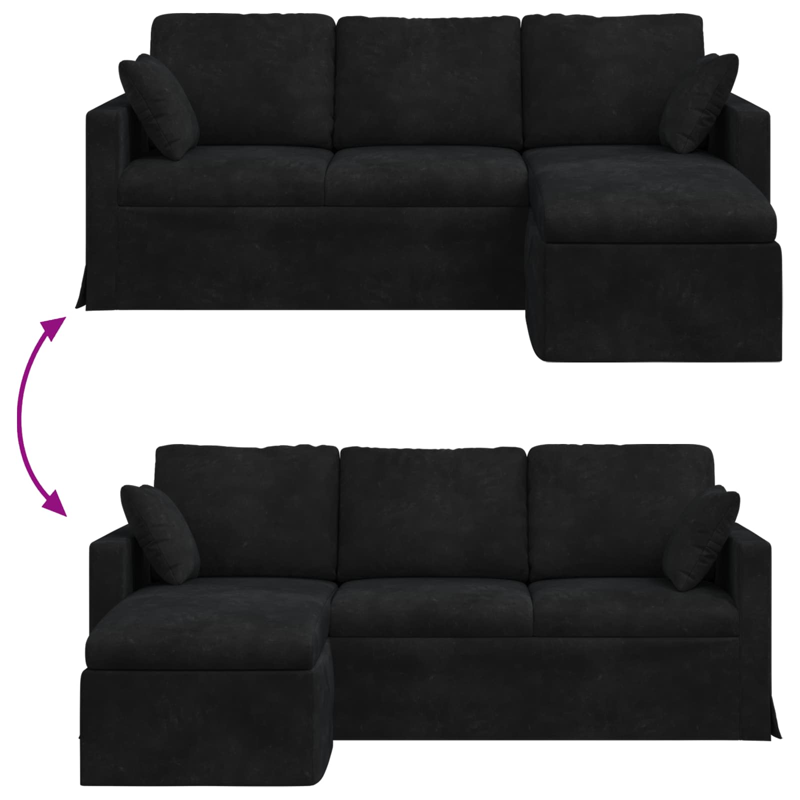 Divano Nero 198 x 134 x 80 cm Velluto | homemem39