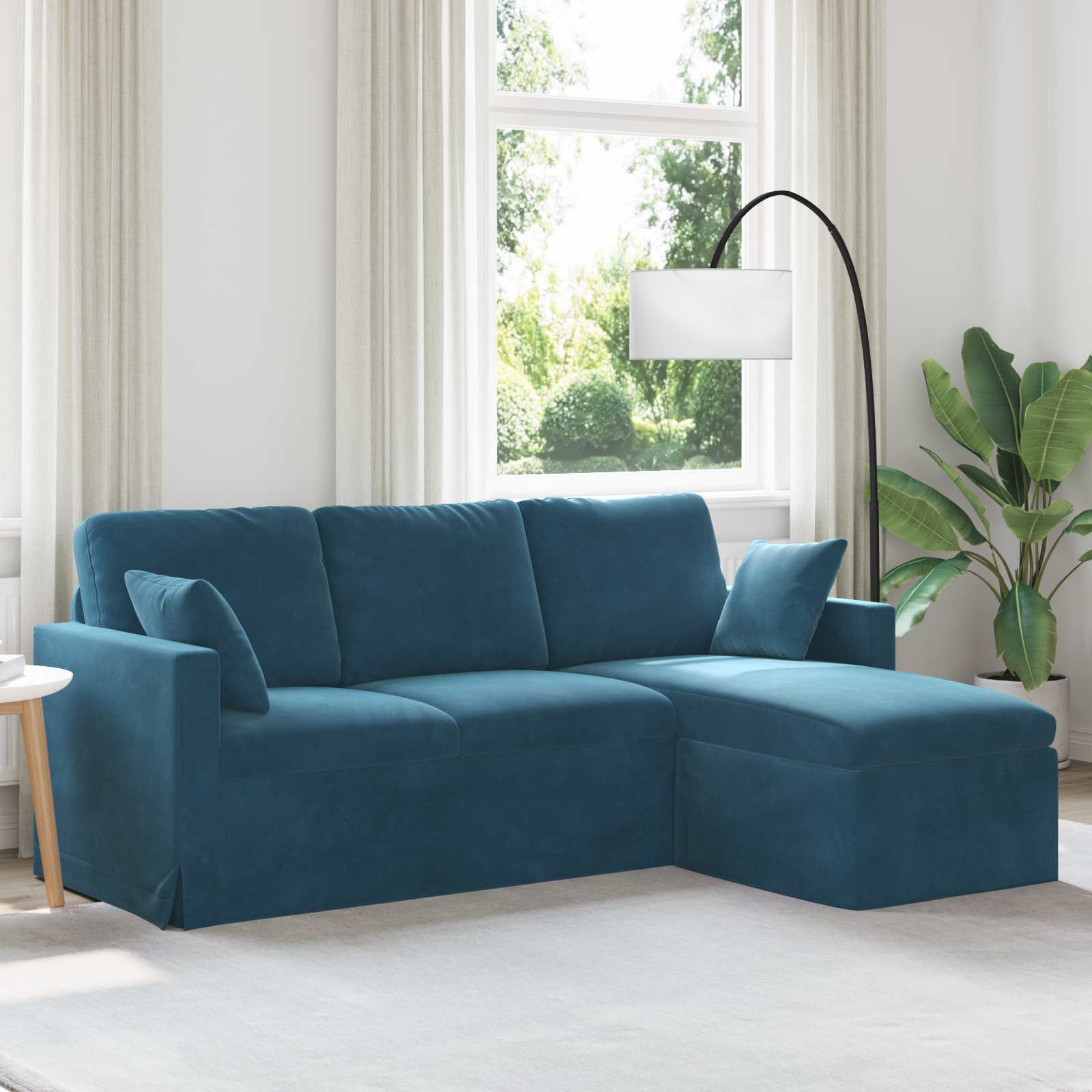 Divano Blu 198 x 134 x 80 cm Velluto | homemem39