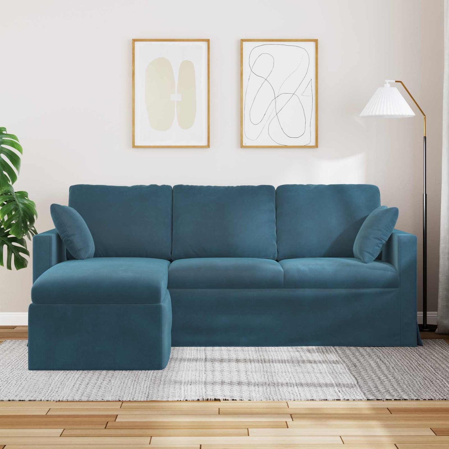 Divano Blu 198 x 134 x 80 cm Velluto | homemem39