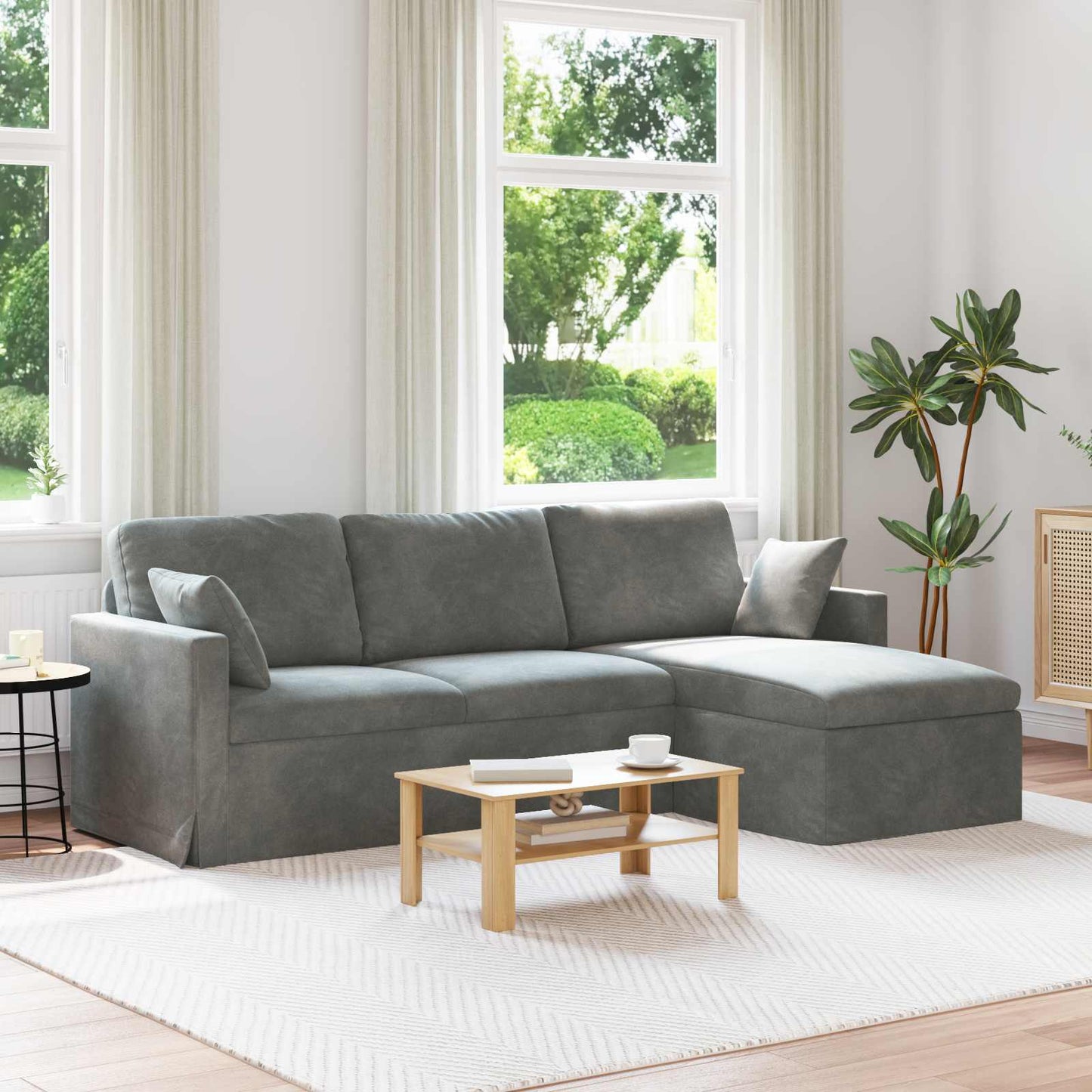 Divano Grigio scuro 228 x 134 x 80 cm Velluto | homemem39