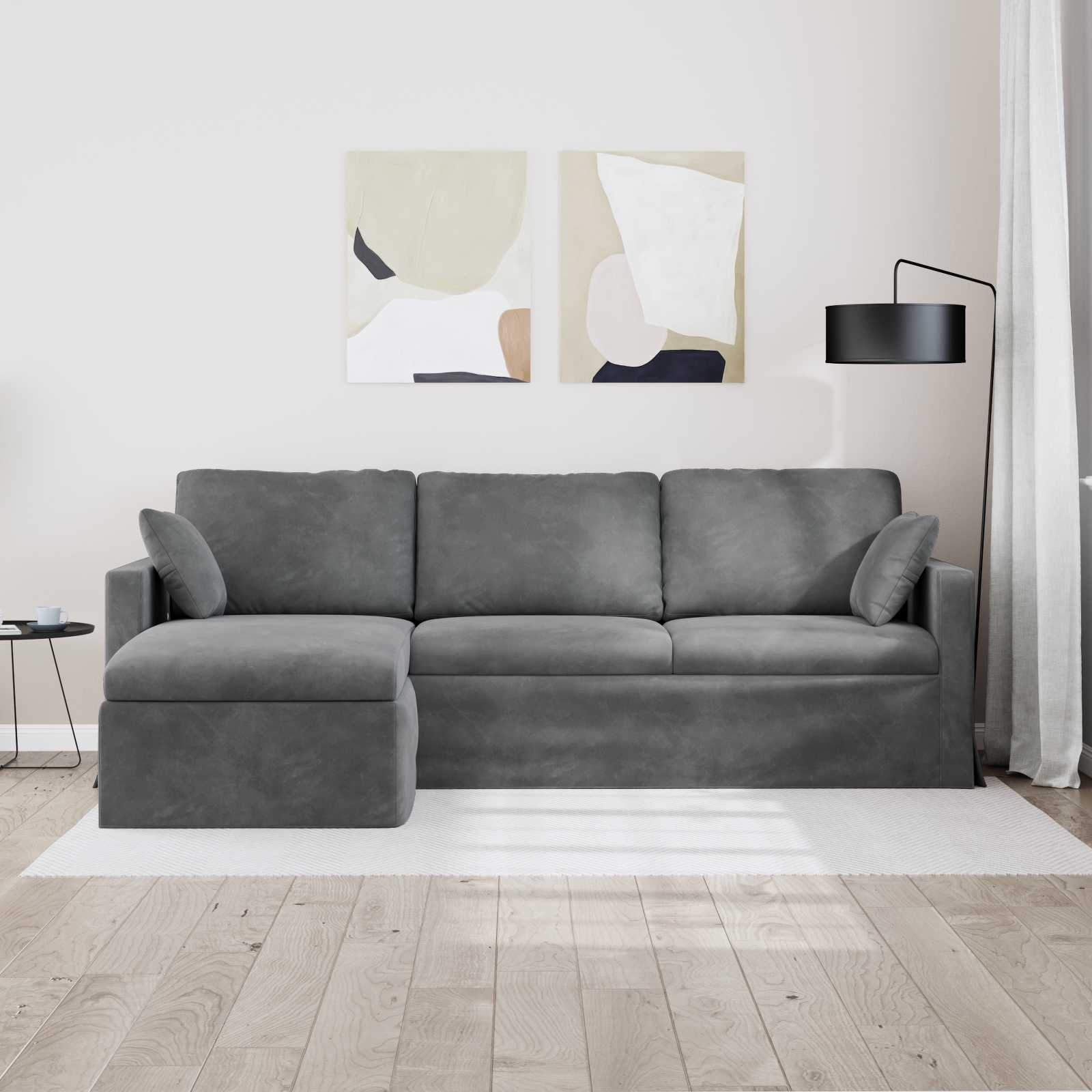 Divano Grigio scuro 228 x 134 x 80 cm Velluto | homemem39