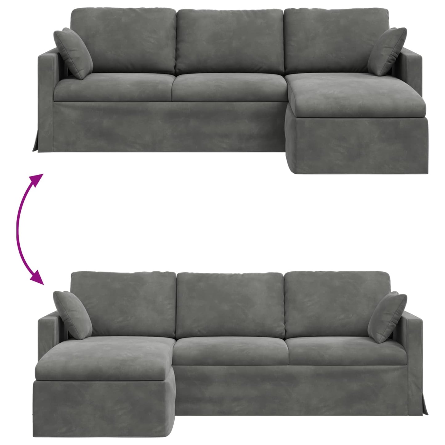 Divano Grigio scuro 228 x 134 x 80 cm Velluto | homemem39
