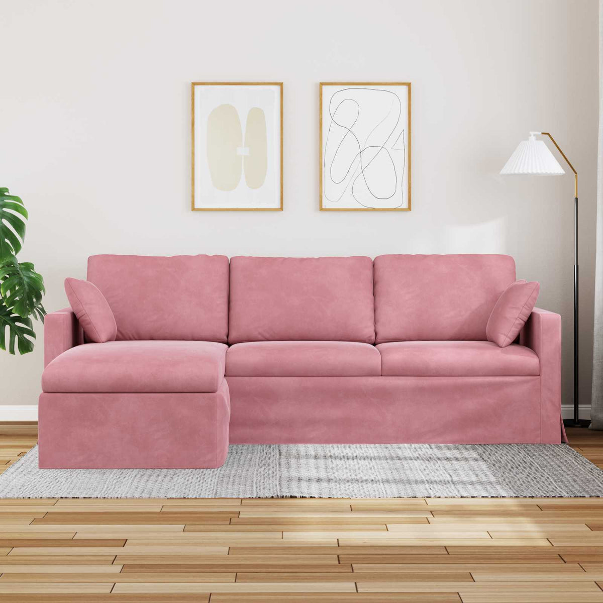 Divano Rosa 228 x 134 x 80 cm Velluto